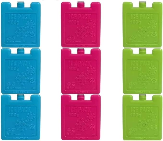 Set of 3 mini ice brick pack block blocks freezer cooler bag box travel picnic, colour sent at random