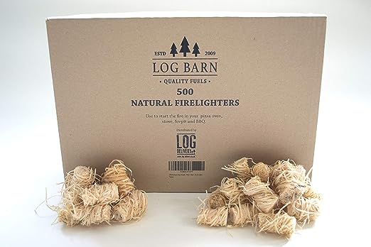 Natural Eco Wood Firelighters - 500 Wood Wool Flame Fire Starters Great for Lighting Fires in Stoves, BBQ's, Pizza Ovens & Smokers, Safe Charcoal
