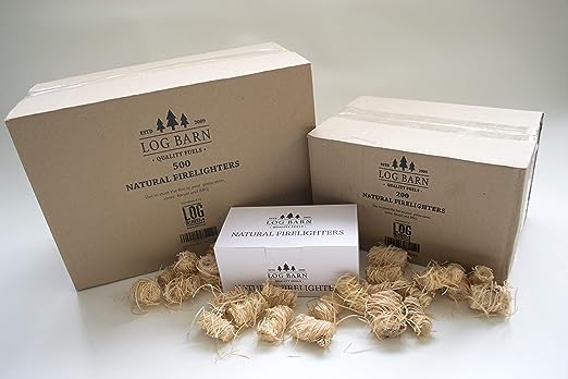 Natural Eco Wood Firelighters - 500 Wood Wool Flame Fire Starters Great for Lighting Fires in Stoves, BBQ's, Pizza Ovens & Smokers, Safe Charcoal