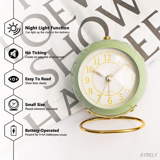Small Desk Clock, Retro Bedroom Table Vintage Analog Alarm