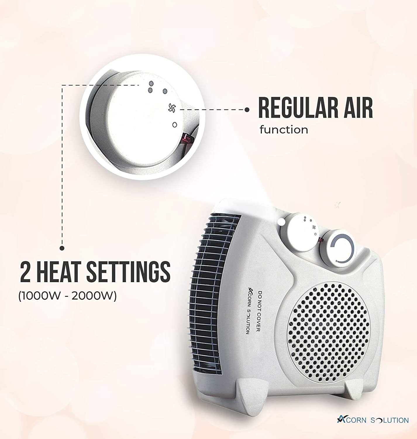 Electric Fan Heater, Portable 2KW Fan Heater with Adjustable Thermostat (Fan Heater)