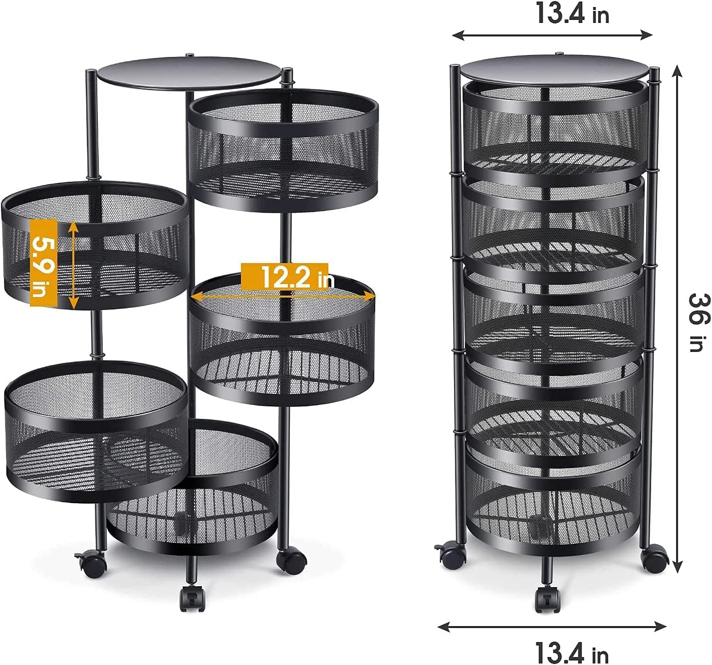 Rotating Storage Rack,Round Layered Storage Shelf,Multi-Layer Rotating Vegetable Storage Rack for Kitchen Living Room Bathroom Storage (5Layer)