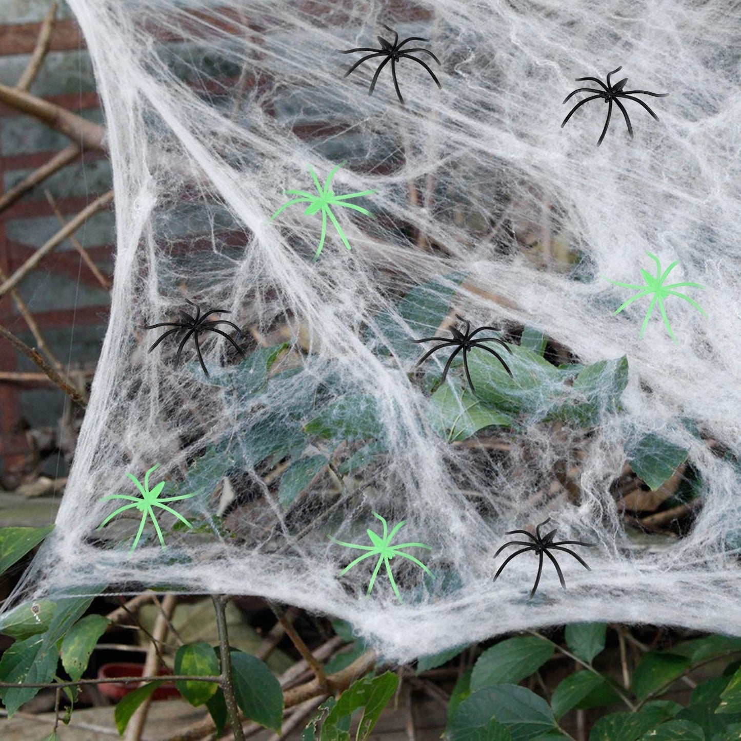 Halloween Decorations Spider Cobwebs - 1000Sqft Spider Webs +100 Black Spiders +50 Fluorescent Spiders, Indoor Outdoor Spooky Spider Webbing with Fake Spiders for Halloween Party Decorations