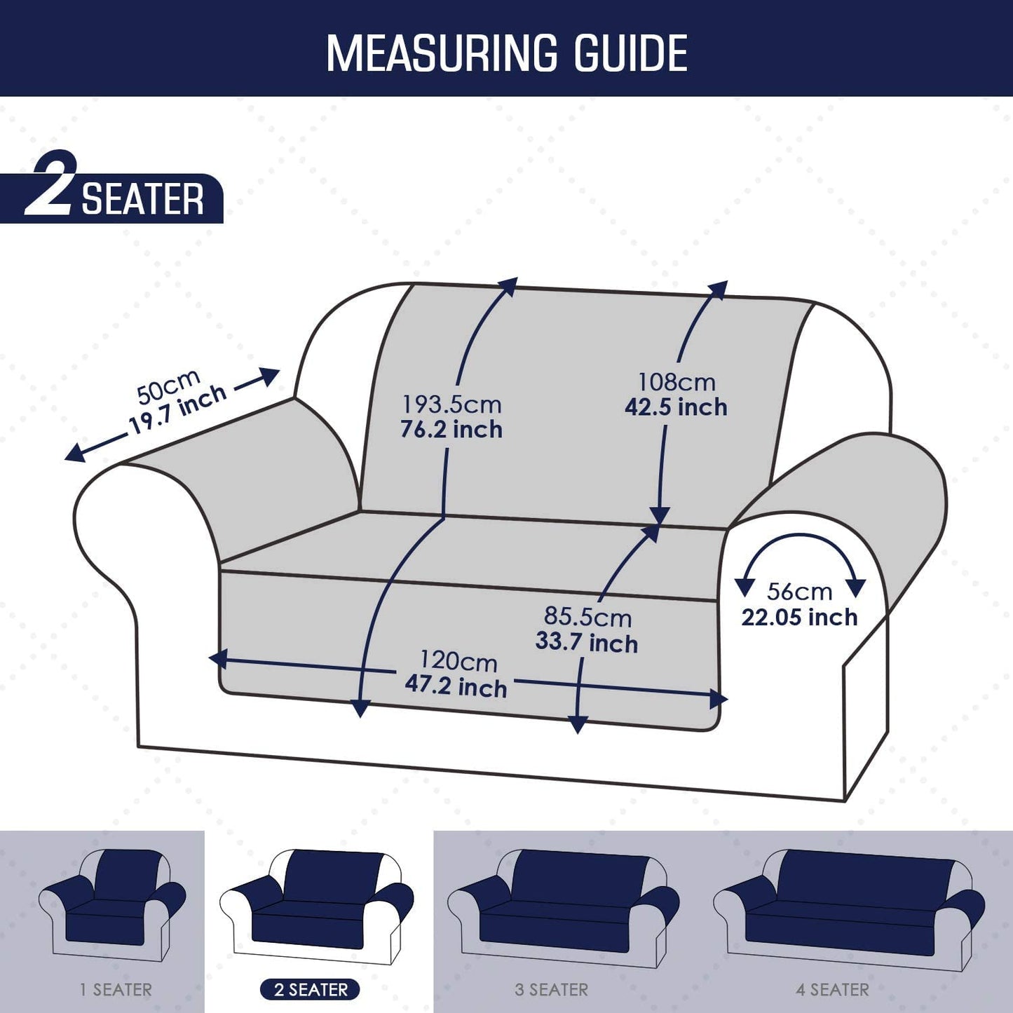 Sofa Covers 2 Seater 100% Waterproof,Sofa/Chair Slipcovers,Slip Cover for Dogs,Sofa Protector with Elastic Strap,Washable Sofa/Chair Cover Protect for Pets,116X190Cm(Blue)