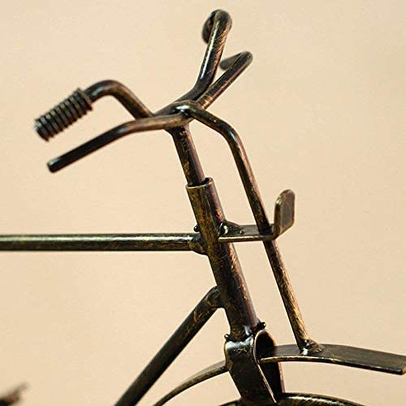 Vintage Iron Bicycle Type Table Clock Non-Ticking Silent Retro Decorative Bike Clock for Living Room Study Room Cafe Bar Office Ornament Gifts Antique Copper-Colored
