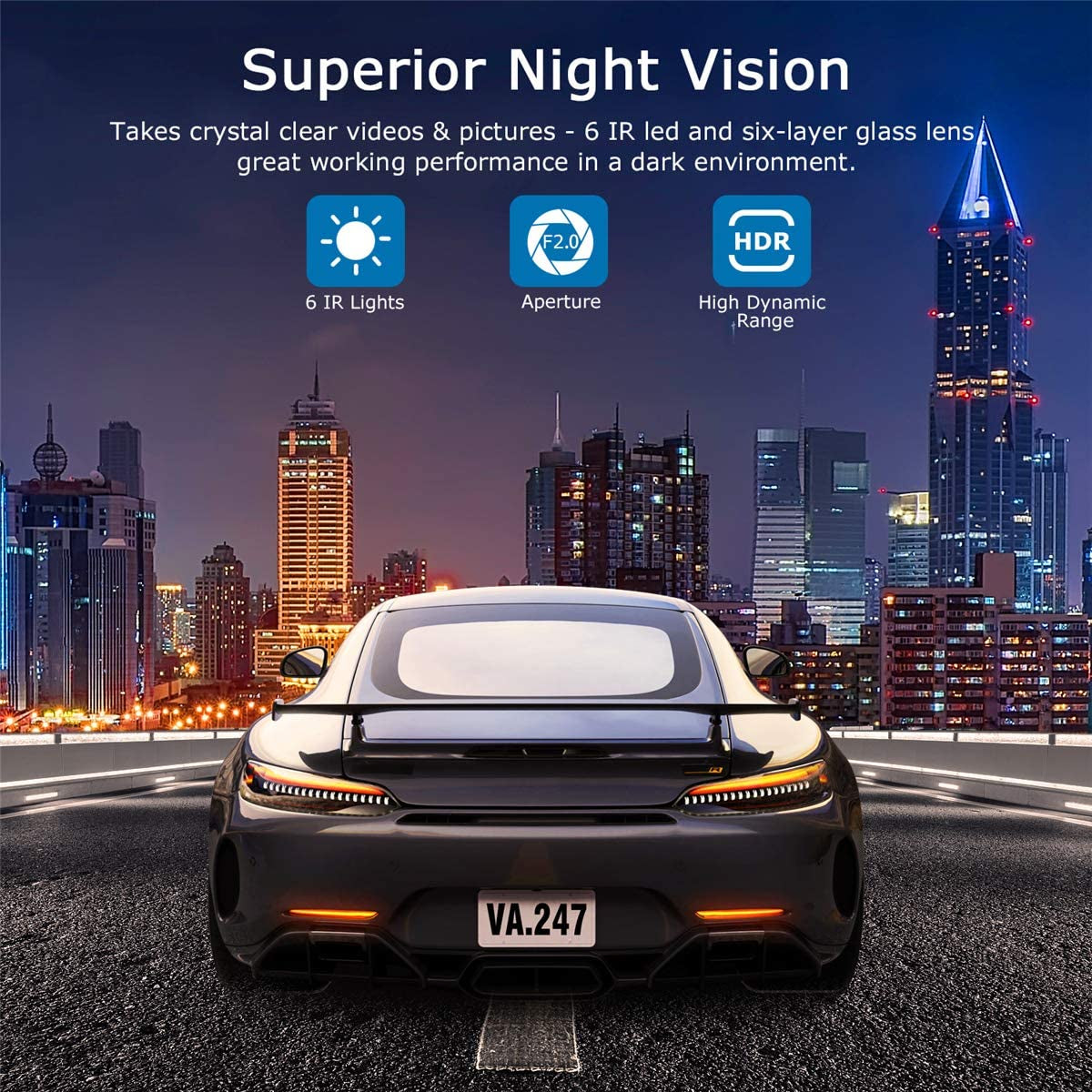 Dash Cam 1080P Full HD Car Camera DVR Dashboard Camera Video Recorder in Car Camera Dashcam for Cars 170 Wide Angle WDR with 3.0" LCD Display Night Vision Motion Detection and G-Sensor