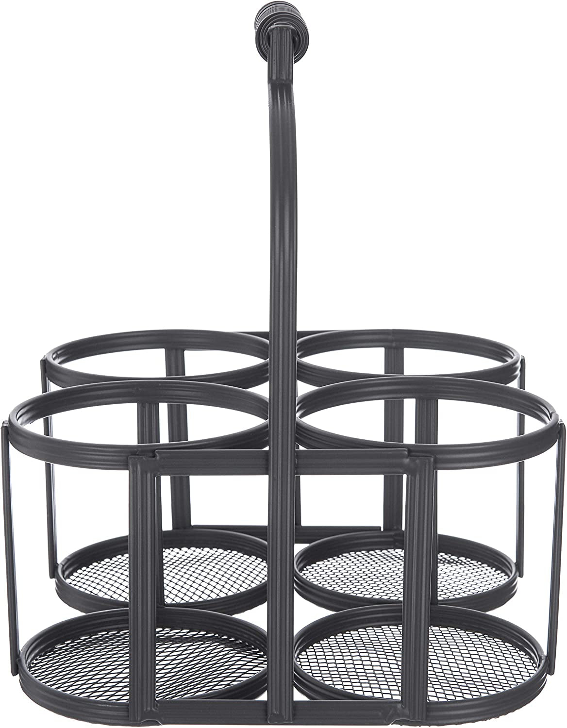 Nostalgia 4 Milk Bottle Holder Metal Wire Tidy Crate Rack Carry Carrier Doorstep Store Drink Kitchen Storage Organiser Caddy with Integrated Handle