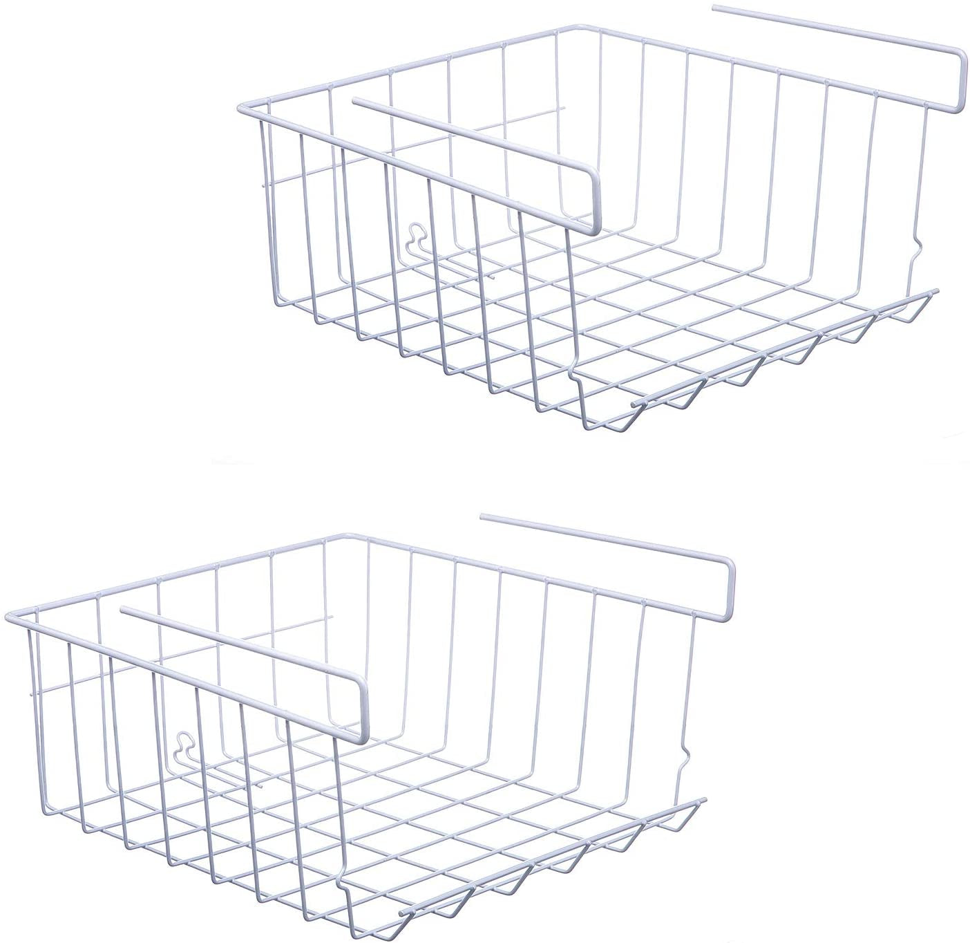 ASTOTSELL Under Shelf Storage Basket, 2-Pack Under Shelf Hanging Metal Wire  Storage Basket Organizer for Kitchen, Office, Pantry, Bathroom, Cabinet