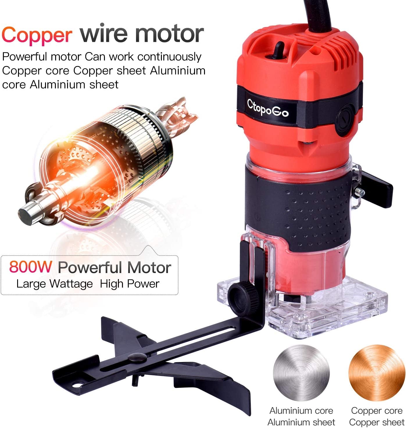 Compact Wood Palm Router Tool Hand Edge Trimmer Woodworking Joiner Cutting Palmming Tool 30000R/MIN 800W 220V with 12PCS 1/4" Router Bits