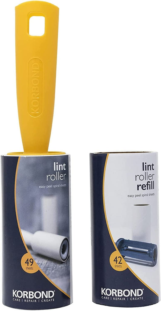 Lint Roller & Refill Set – One Lint Roller and One Large Replacement Head – 91 Sheets in Total - Suitable for ALL FABRIC TYPES