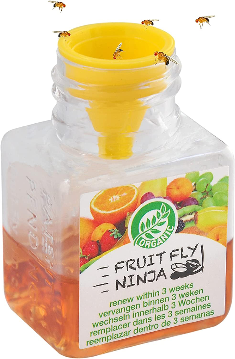 Fruit Fly Trap - 2 Pack - Highly Effective Ecological Fruit Fly Traps Indoor - Environmentally Responsible Fruit Fly Killer - User Friendly - up to 3 Weeks per Bottle