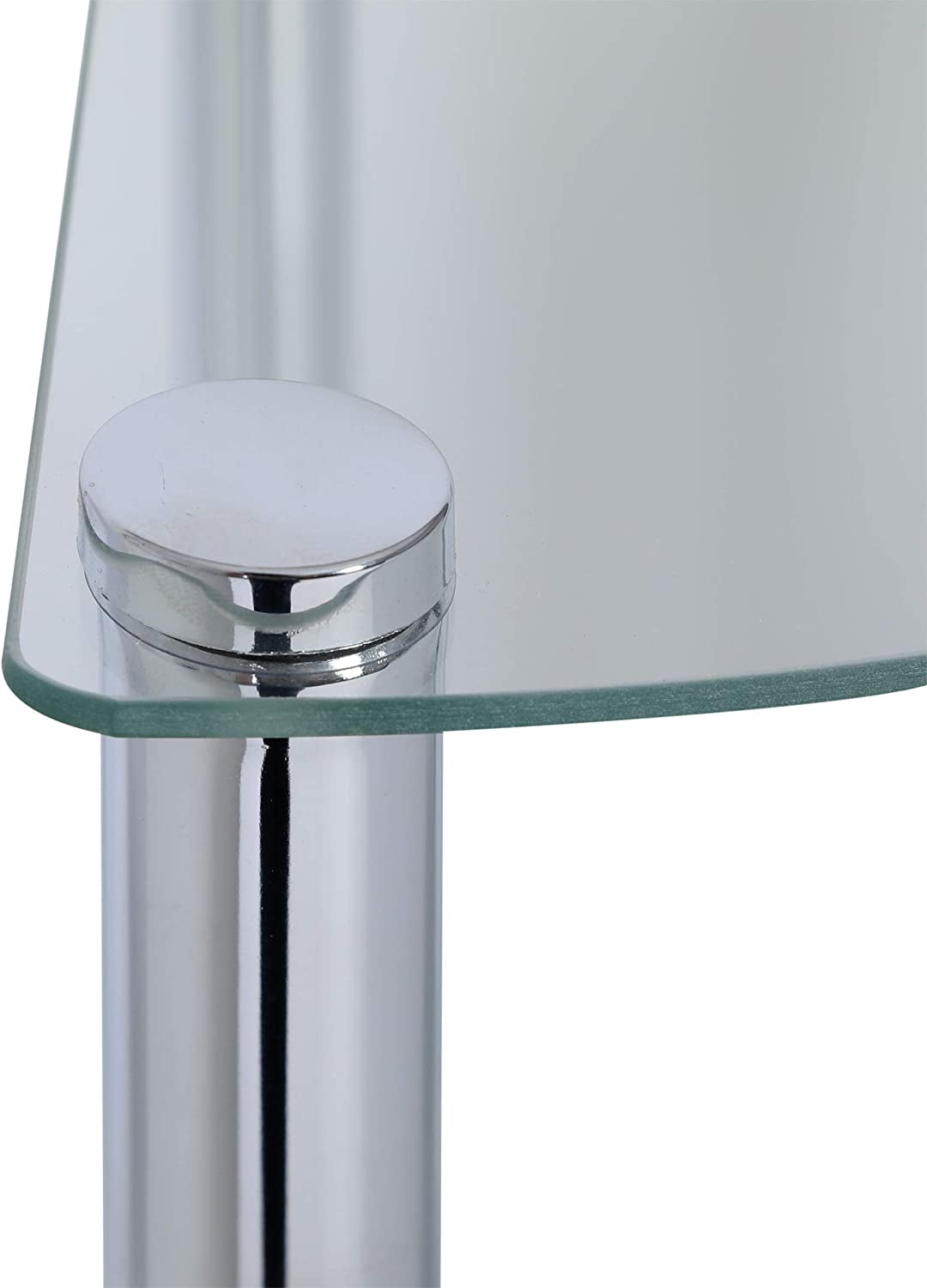 Solanio 282134 Standing Corner Shelf Rack Chrome-Plated 4 Glass Shelves 30X30X108 Cm