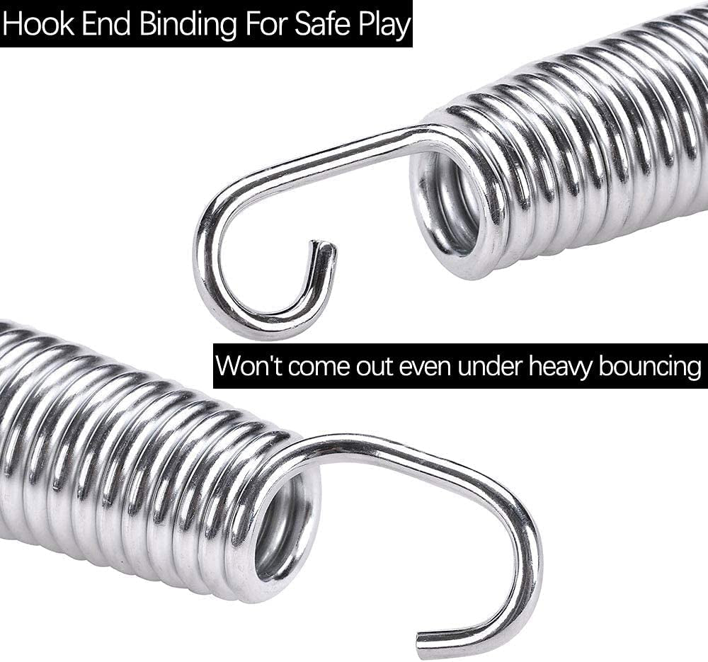 Trampoline Springs, 10 Pack,Heavy Duty Galvanized Steel Replacement Trampoline Parts Springs with T Hook, Outdoor Easy Install Rust Resistant Springs Silver