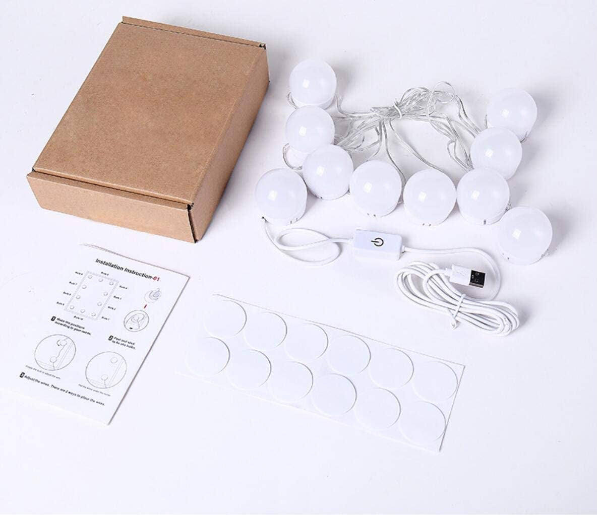 Vanity Mirror Lights Kits Hollywood Style LED Makeup Lights with 10 Dimmable Bulbs for Makeup Dressing Table with 5-Level Adjustable Brightness Touch Dimmer
