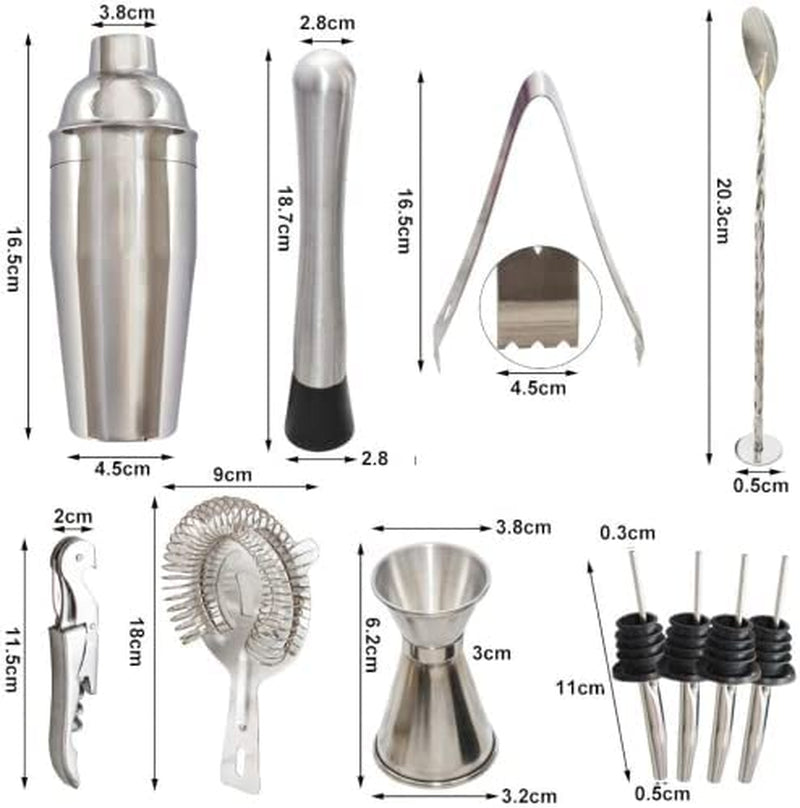 Cocktail Making Set, Cocktail Shaker Set 750Ml Stainless Steel Bar Tool Set Bartender Kit with Display Stand