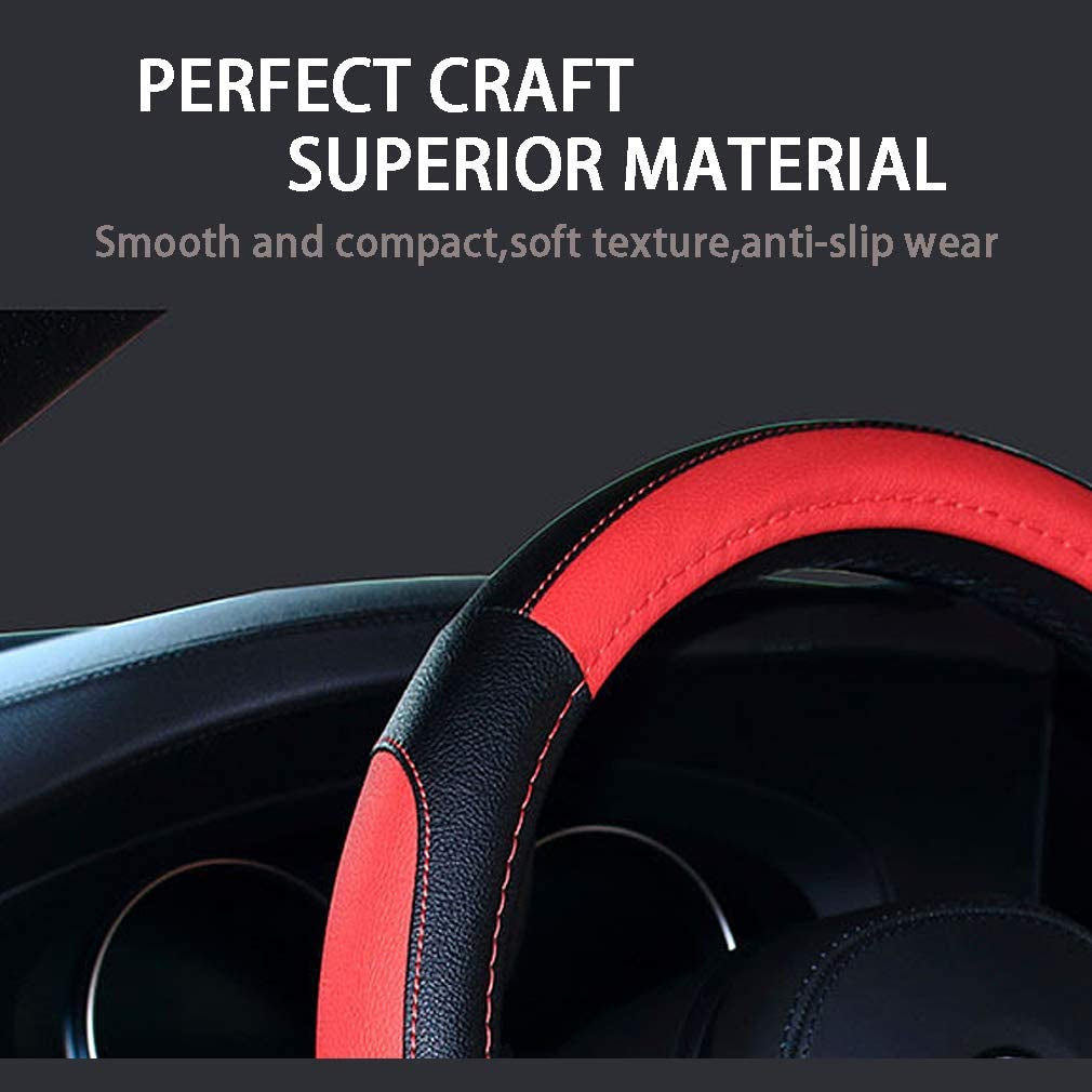 Car Steering Wheel Covers Soft Microfiber Wrap Anti-Slip Universal Auto Steering Wheel Cover Protector Car Accessories Decoration for Women Men (Black-3)