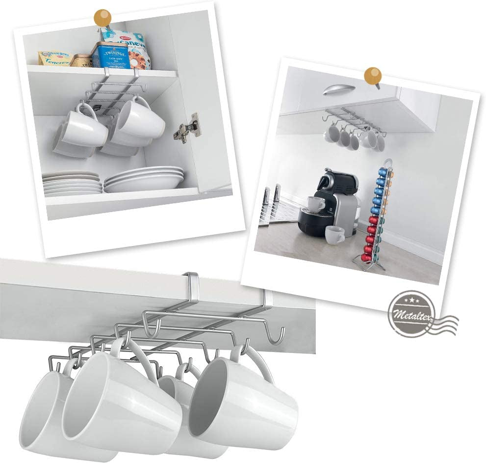 Shelf Mug Holder, Polytherm Coated, Silver, Spidermug