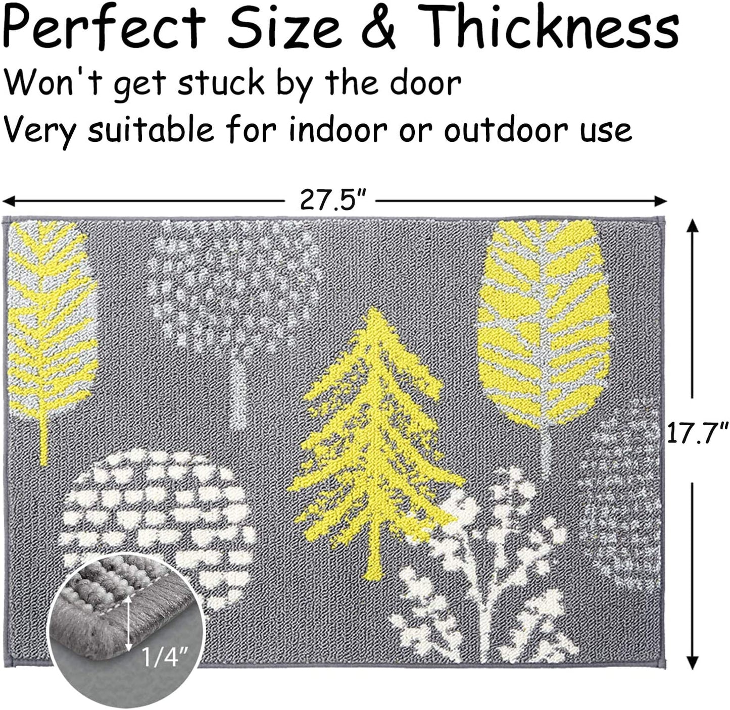 Indoor Door Mat Non Slip Absorbent Resist Dirt Entrance Rug Beautiful Autumn Harvest Indoor Doormat Machine Washable Barrier Mat Dirt Trapper Low-Profile inside Floor Door Mat Carpet 17.7" X 27.5"