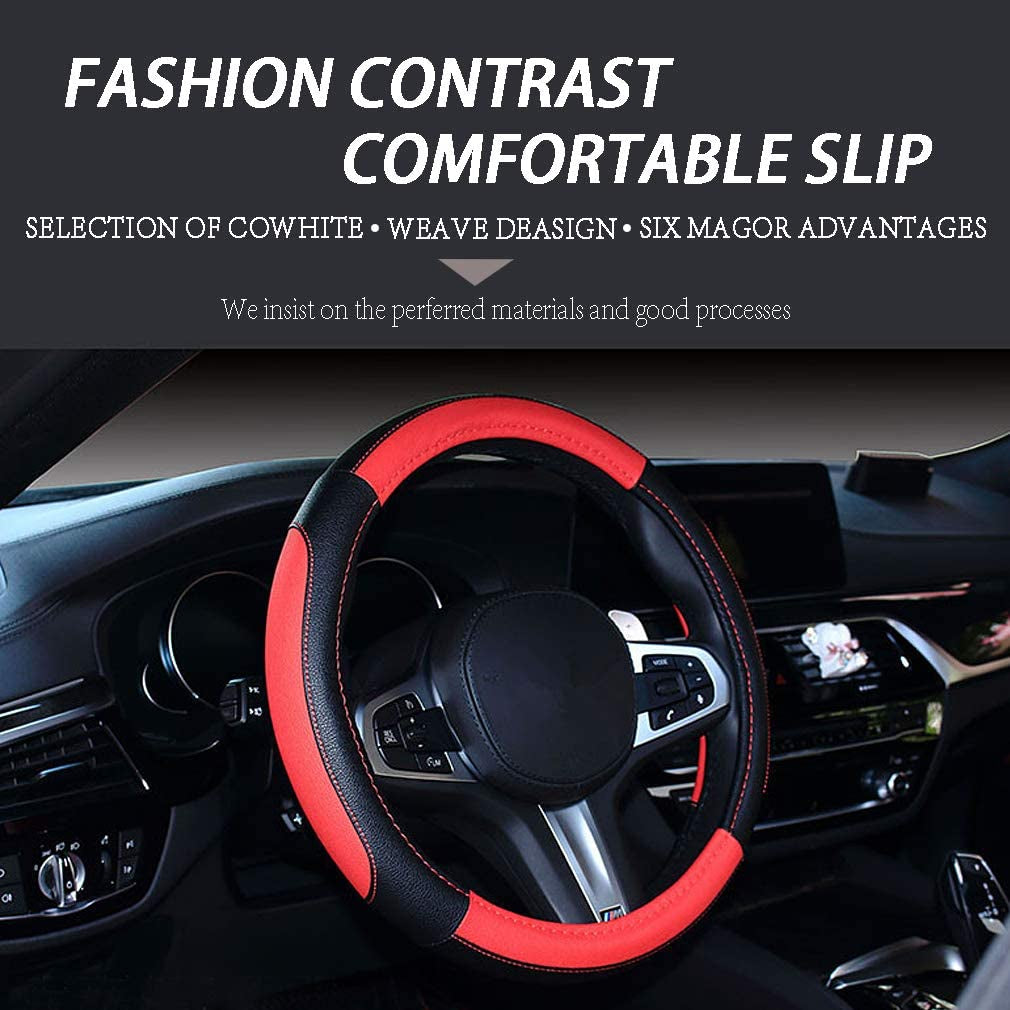 Car Steering Wheel Covers Soft Microfiber Wrap Anti-Slip Universal Auto Steering Wheel Cover Protector Car Accessories Decoration for Women Men (Black-3)