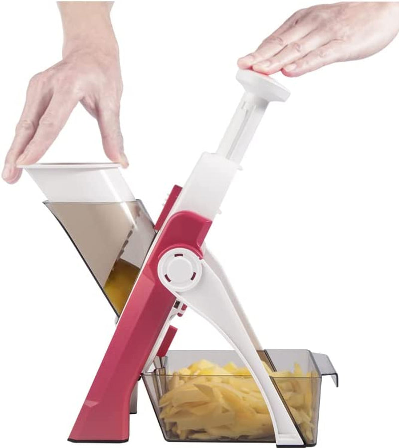 Mandoline Vegetable Slicer, Manual Kitchen Veg Chopper Stainless Steel Blade for Julienne, Cubes, Fried Potato Carrot, Cucumber