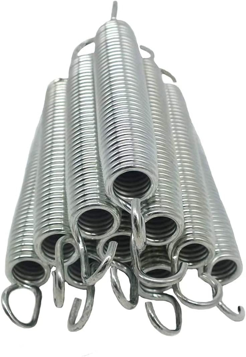 Trampoline Springs, 10 Pack,Heavy Duty Galvanized Steel Replacement Trampoline Parts Springs with T Hook, Outdoor Easy Install Rust Resistant Springs Silver