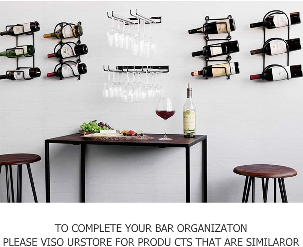 Wine Glass Racks Wall Mounted Hanging Rack Shelf Wine Cup Display Stand for Cabinet and Bar Black 30Cm(4 Pcs)