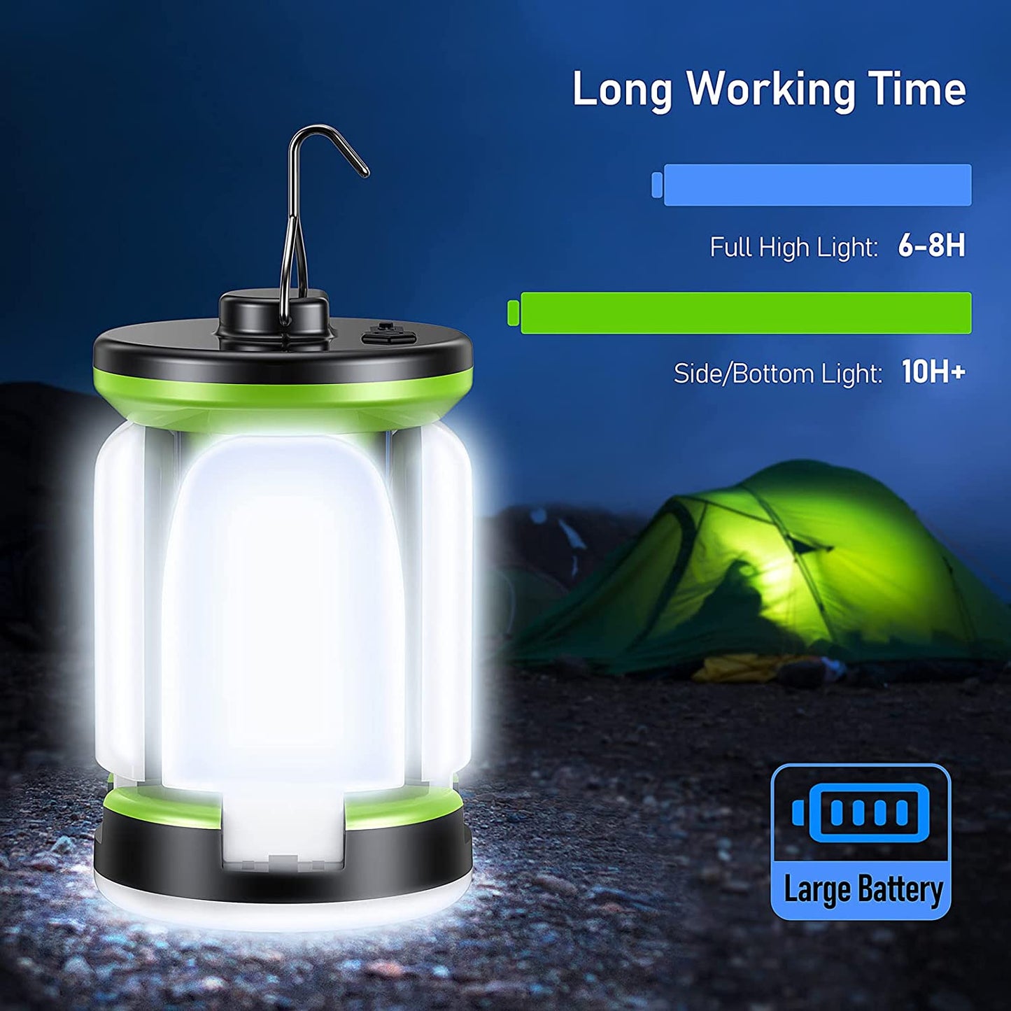 Camping Lantern Rechargeable, Camping Lights Lamp - 7 Light Modes 60 LED Ultra Bright LED Tent Light 10+ Hrs Battery Life for Camping, Emergency, Fishing, Hiking Etc.