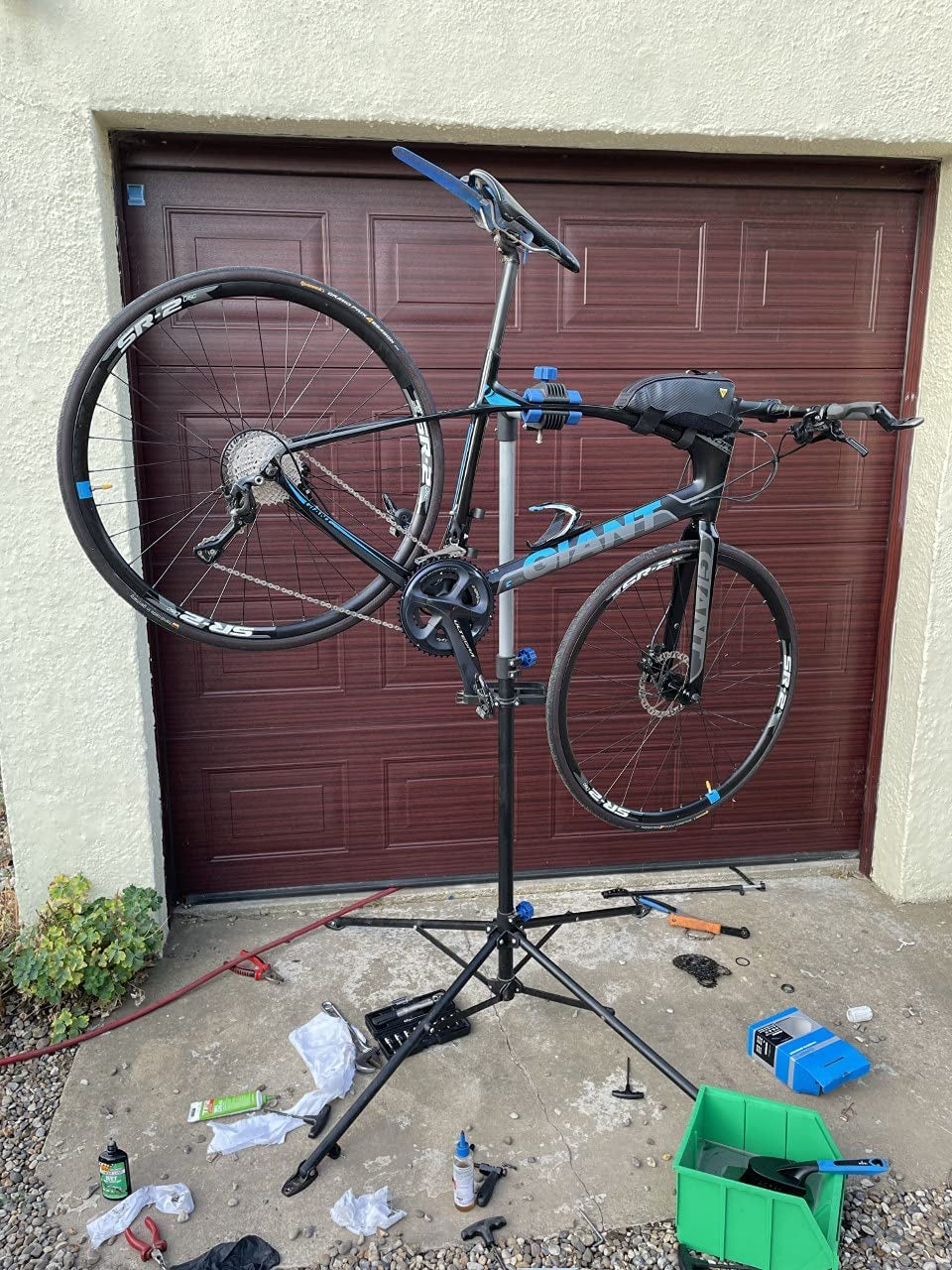 Folding Bicycle Maintenance Repair Stand with Tool Tray
