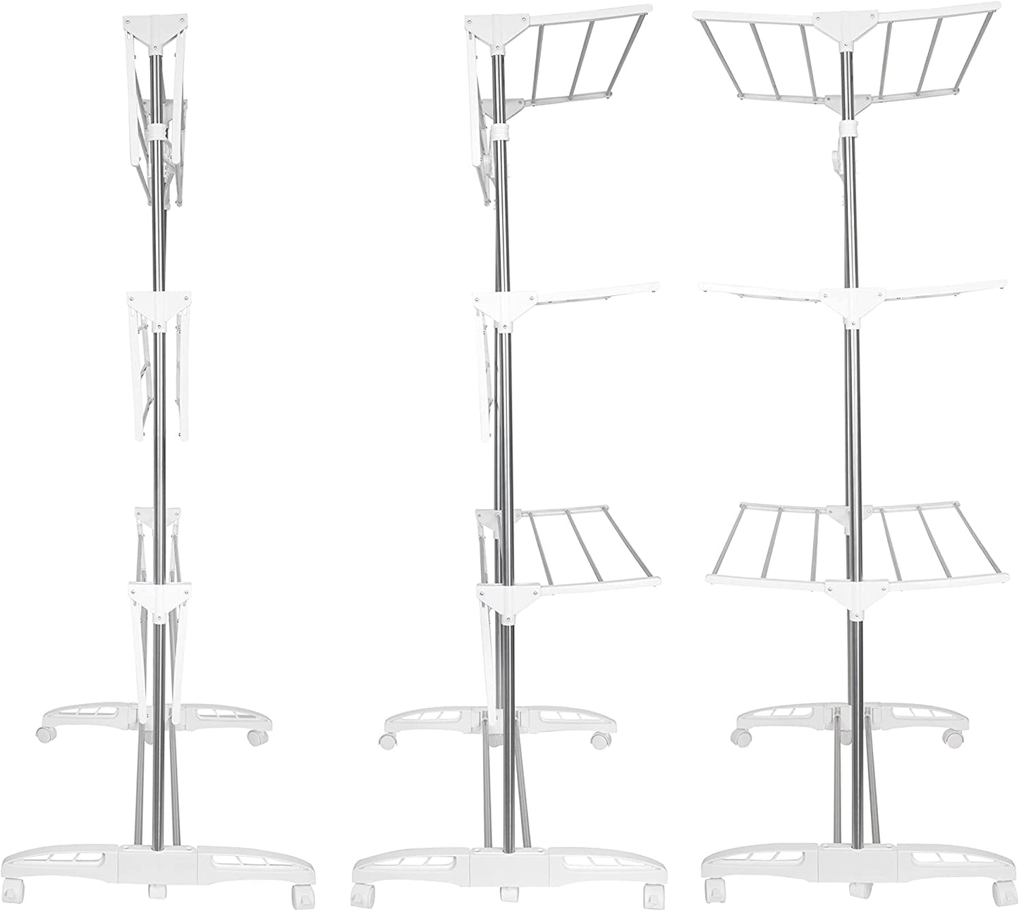 Clothes Airer Drying Rack Extra Large 3 Tier Clothes Drying Rail Stainless Steel Folds Flat for Easy Storage