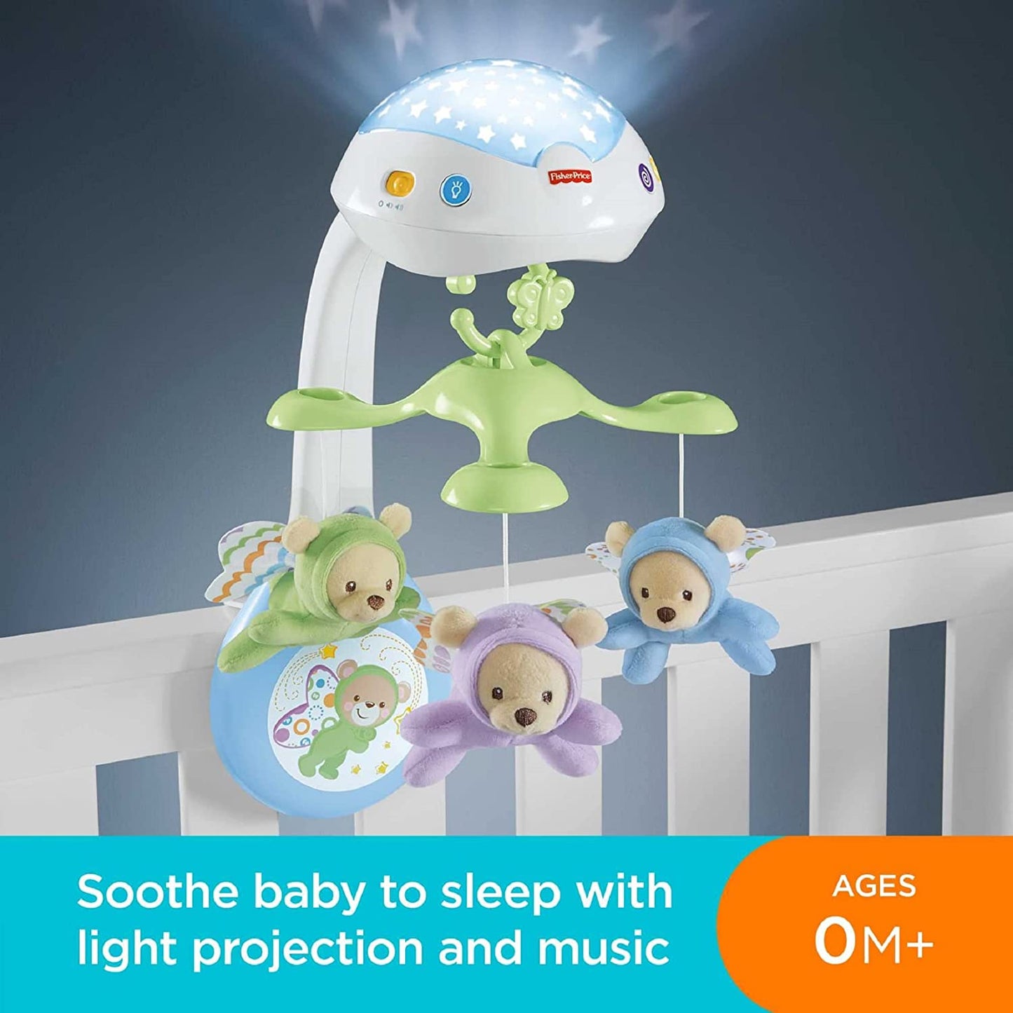 Butterfly Dreams 3-In-1 Projection Mobile - Crib Toy & Sound Machine - Star Projection - Soothing Music - Gift for Babies