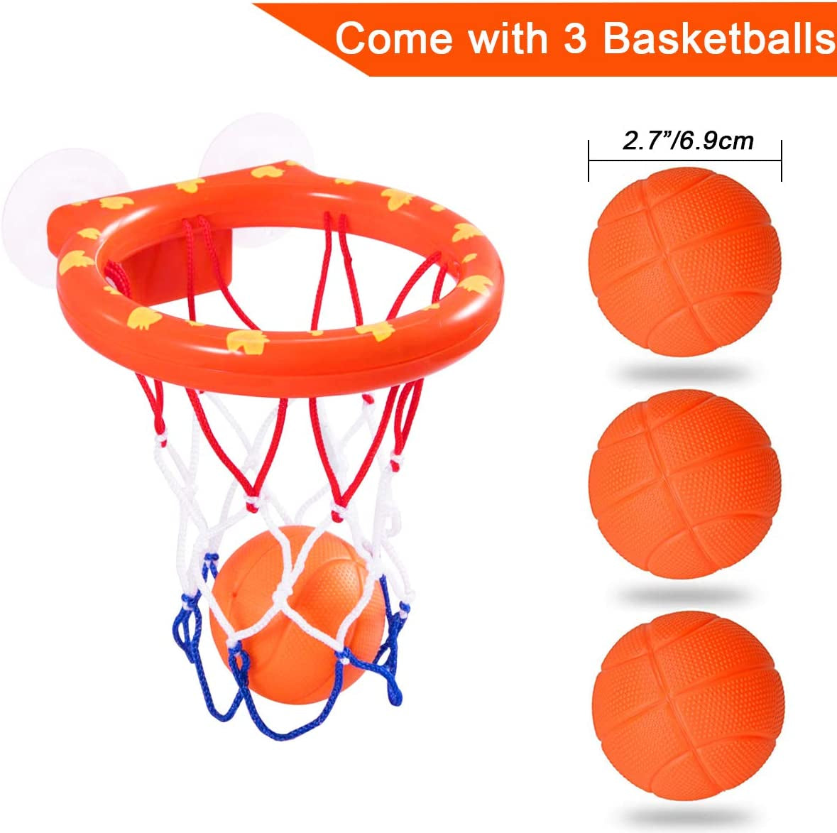 Bath Toy Fun Basketball Hoop & Balls Set for Boys and Girls Kid & Toddler Bath Toys Gift Set 3 Balls Included