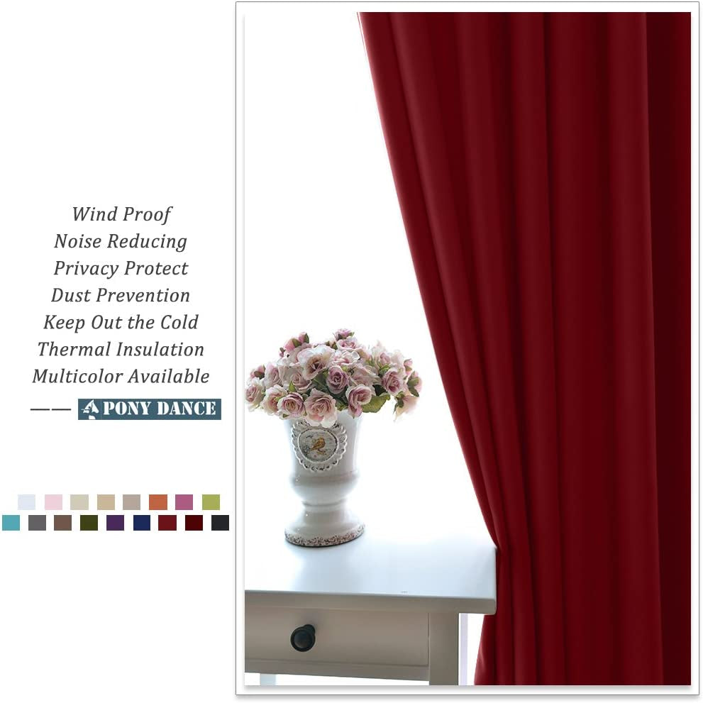 Eyelet Thermal Curtains - 54 Drop Blackout Curtain for Home Decoration Kitchen Window Treatment Short Panels for Bedroom, 1 Pair, 46 in Wide by 54-Inch Drop, Red