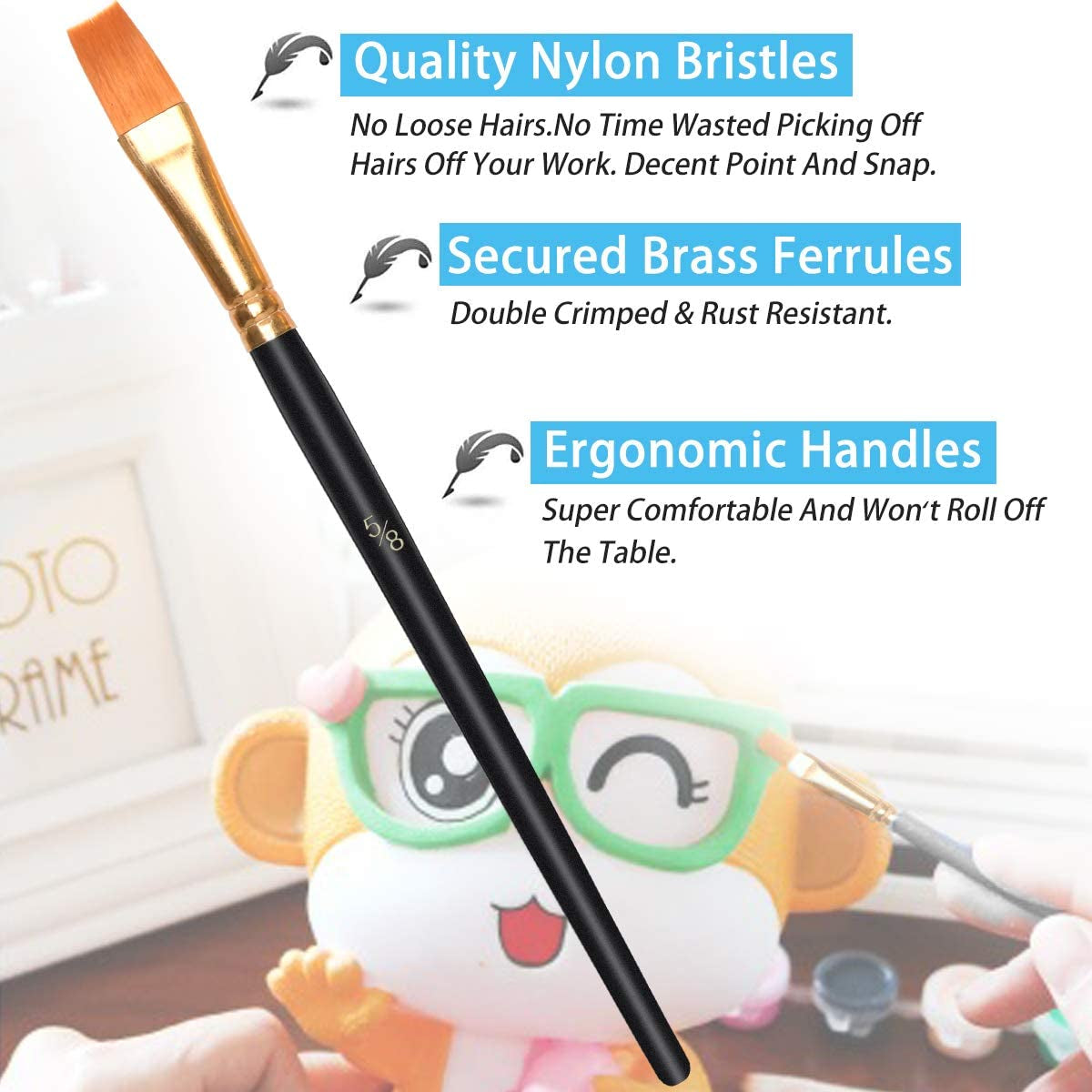 10Pcs Paint Brushes, Professional Painting Brushes Set Nylon Hair Artist Paint Brushes for Acrylic Oil Watercolor Gouache Face Painting