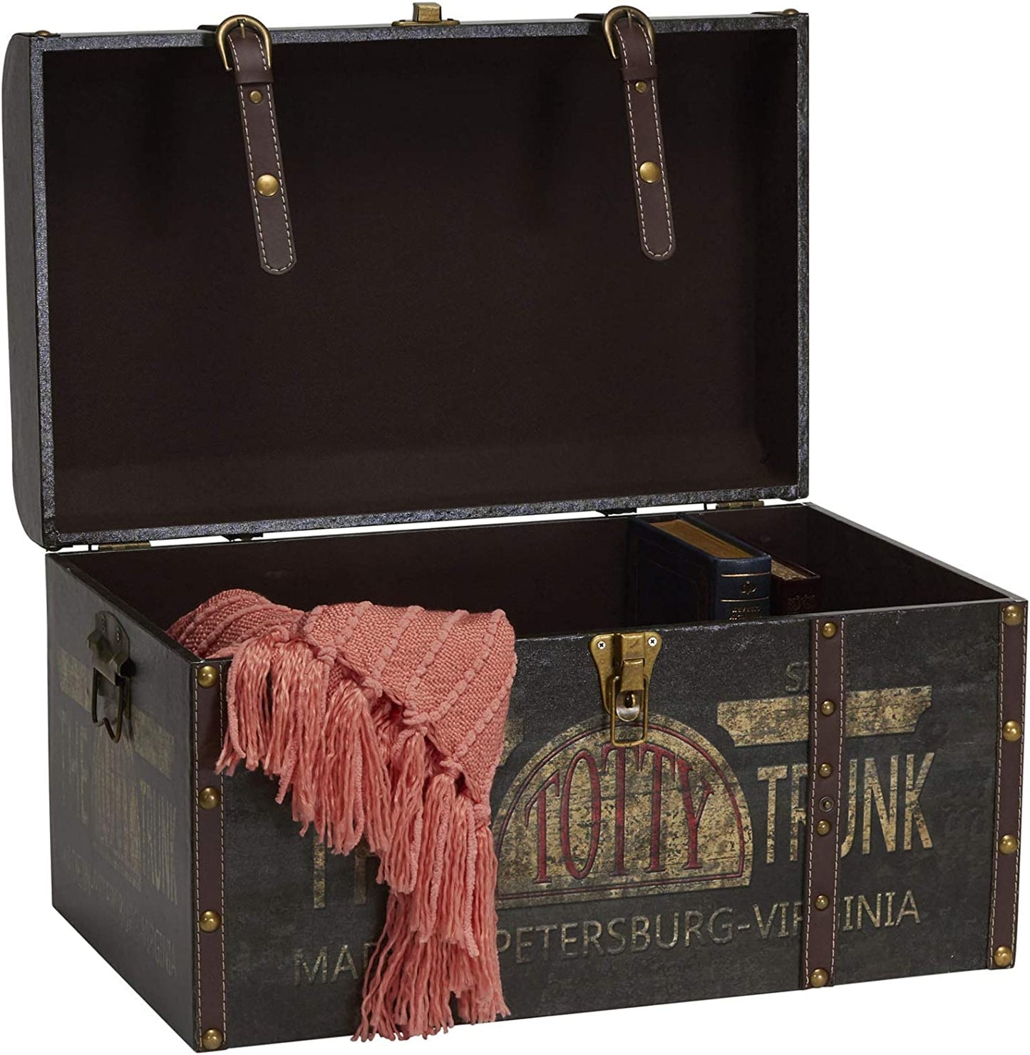 9243-1 Large Vintage Decorative Home Storage Trunk - Luggage Style , Brown