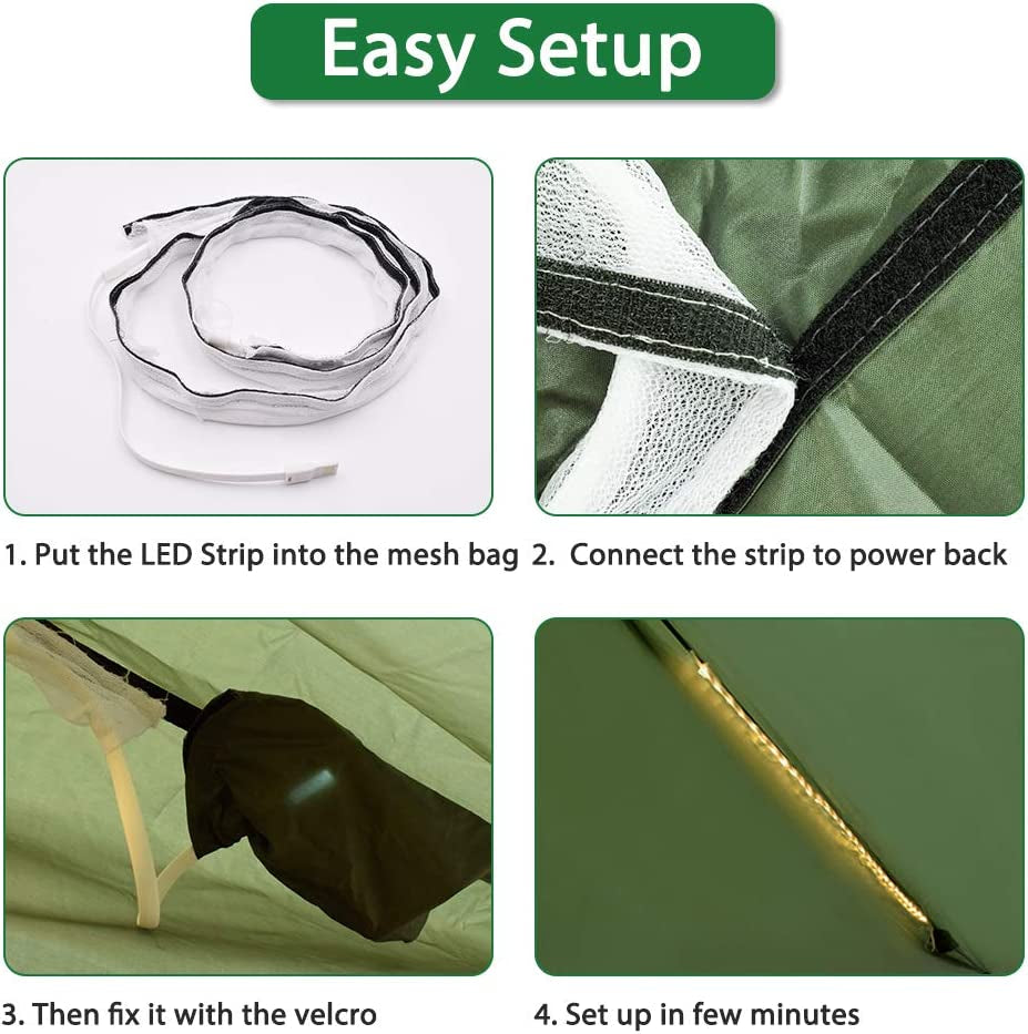 Camping Tarp, Waterproof Hammock Tarp Rain Fly Lightweight Tent Tarp Shelter with LED Light for Camping Hiking Backpacking Traveling