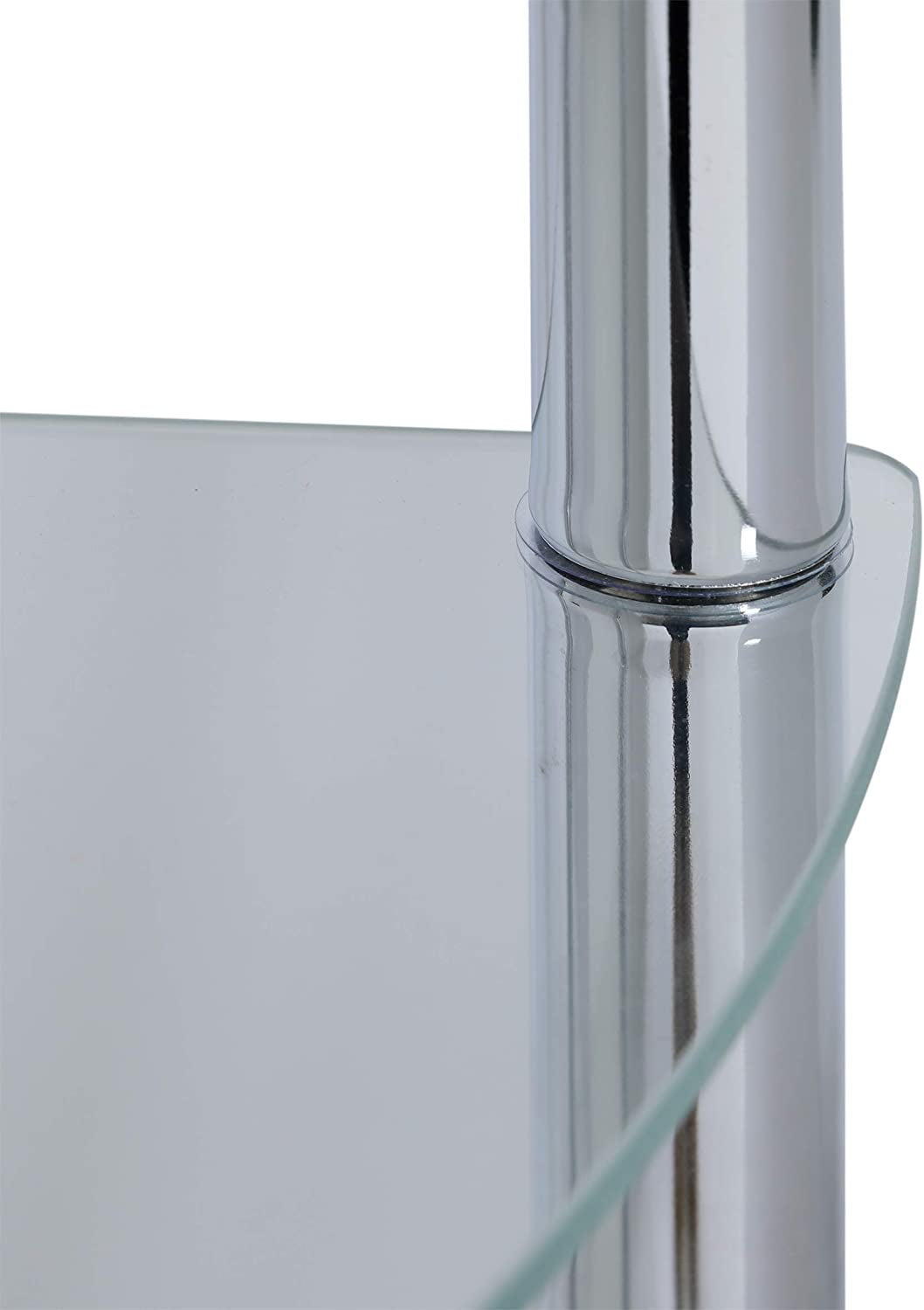 Solanio 282134 Standing Corner Shelf Rack Chrome-Plated 4 Glass Shelves 30X30X108 Cm