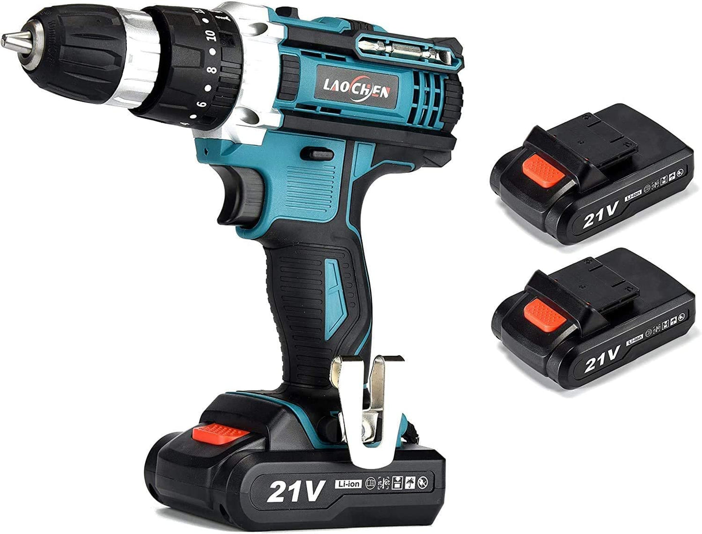 Sp-Cow 21V Cordless Drill Driver with Kitbox, Electric Drill Set with Powerful 2X1.5Ah Lithium Battery,32Nm Torque, 2-Speed,1H Fast Charging,Led Work Light,Power Tools for Home Improvement DIY Project
