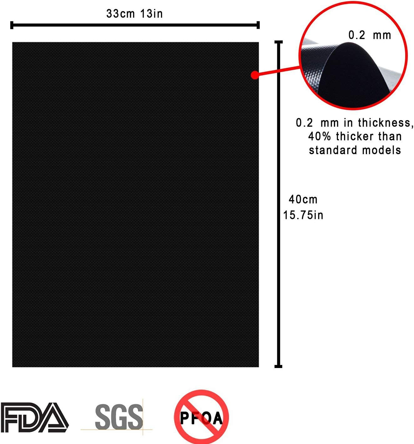 GQC Grill Mat, Set of 6 BBQ Grill Mat Non Stick Barbecue Baking Mat, Teflon Cooking Mats for Electric Grill Gas Charcoal BBQ, Fda-Approved, Pfoa-Free, 15.75 * 13Inch,Reusable and Easy to Clean