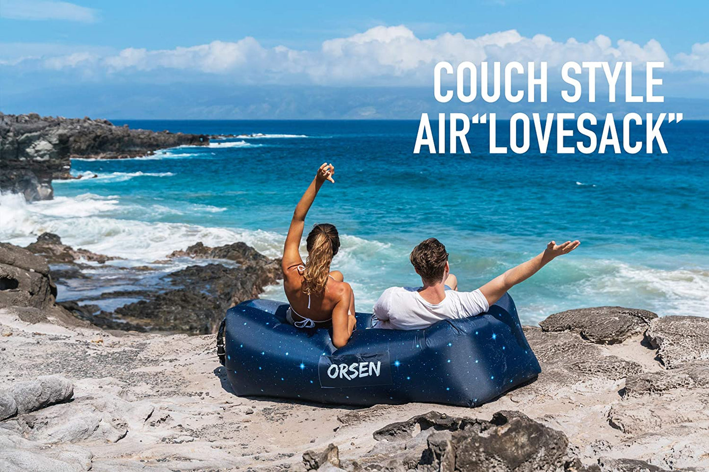 Inflatable Lounger Air Sofa, Inflatable Couch anti Leakage Camping Chair for Outdoor, Lakeside Portable Hommock with Compression Sacks Camping Accessories for Men and Women