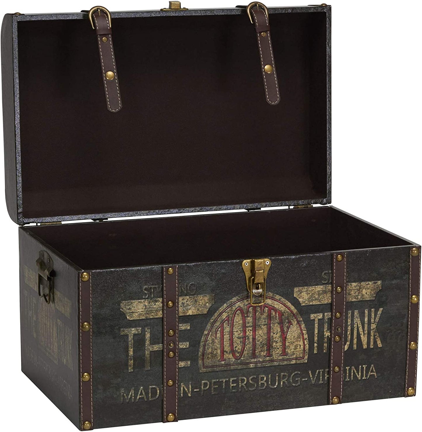 9243-1 Large Vintage Decorative Home Storage Trunk - Luggage Style , Brown