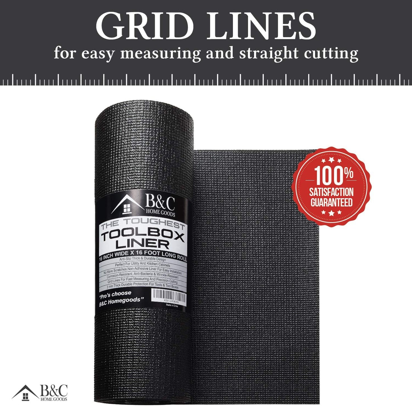 Tool Box Liner - Drawer Liner W/ Black anti Slip Toolbox Matting - Box Liners to Protect Your Tools - Easily Adjustable to Fit Any Size