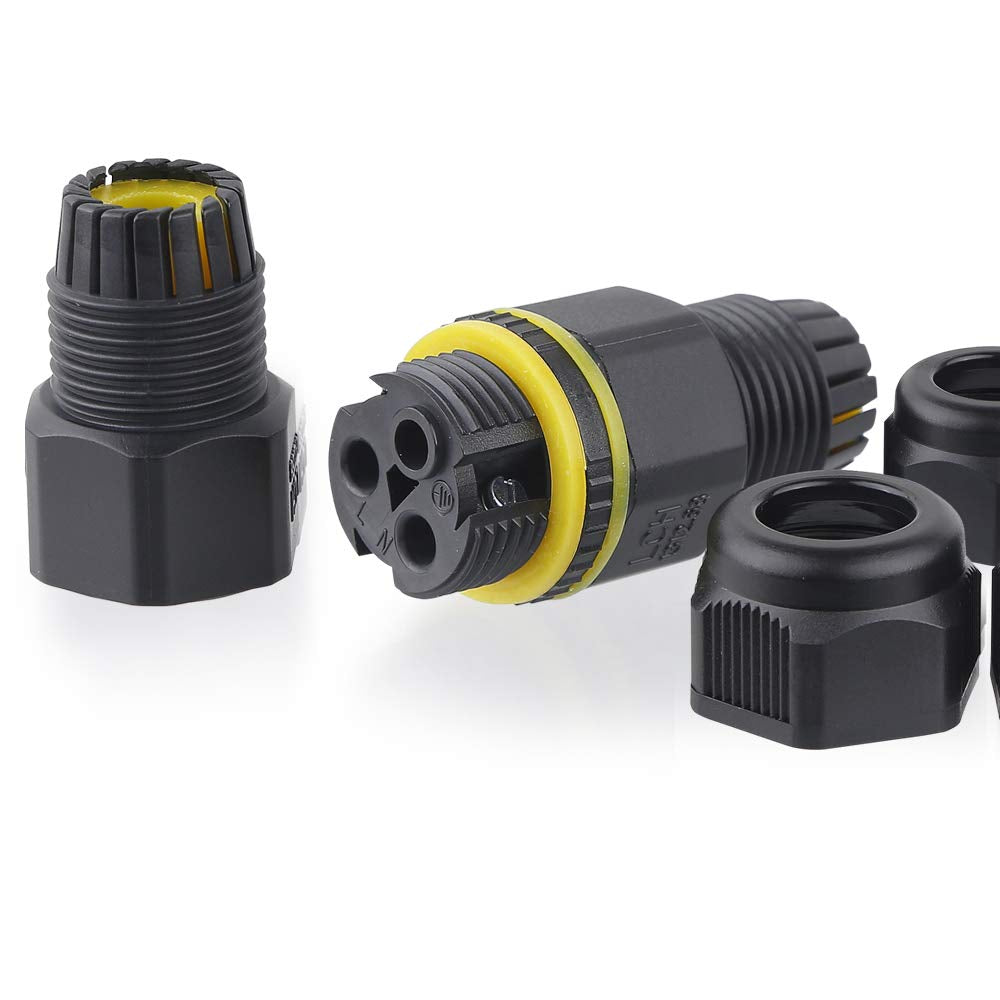 Waterproof Junction Box Outdoor Cable Connector - 2-Pack Chestele IP68 Connector External Sleeve Coupler Ø 5Mm-12Mm (Black, PA66)