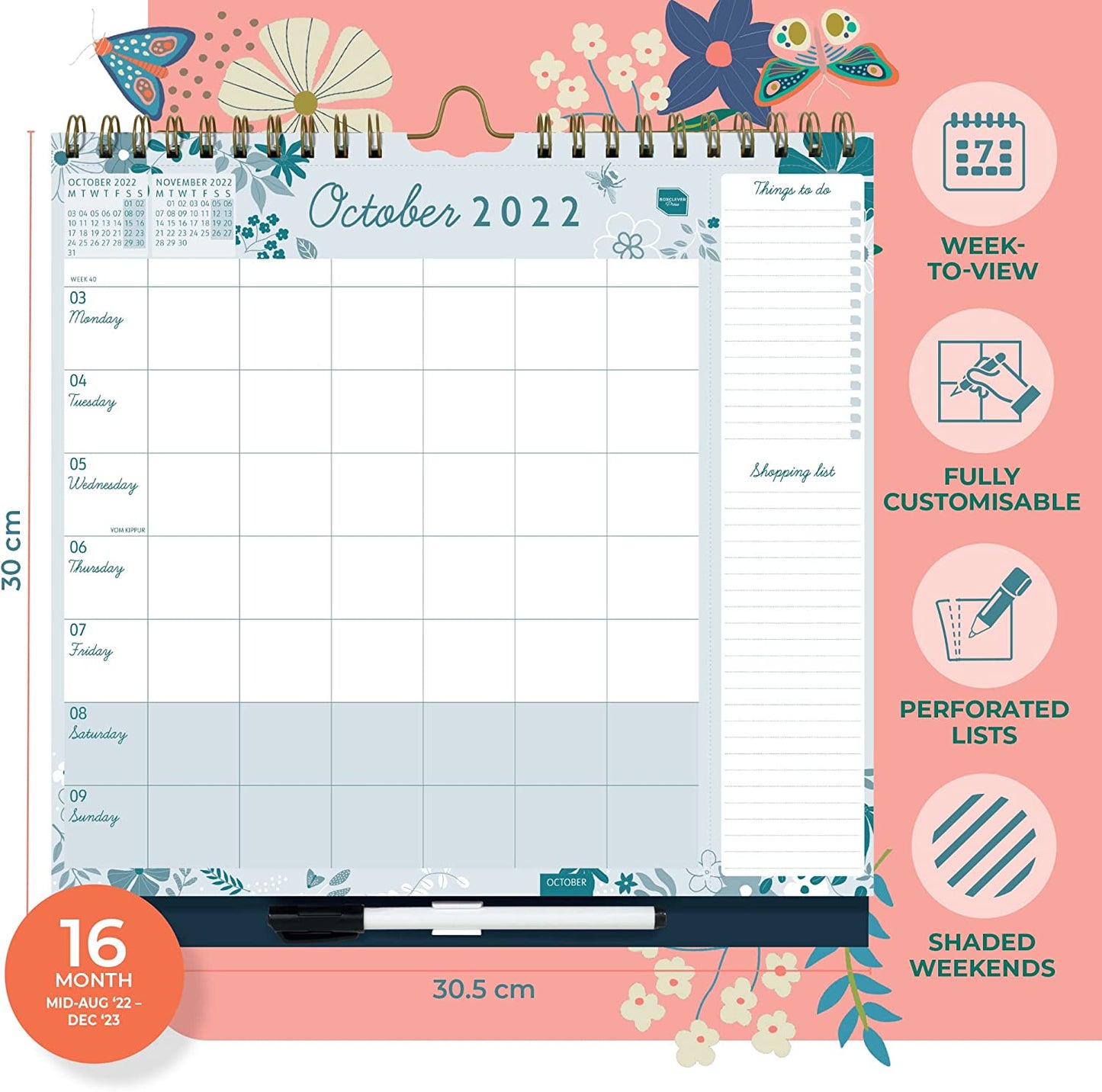 Family Weekly Planner 2022 2023. Wall Calendar 2022 2023 with 6 Columns. Family Calendar 2022 2023 Runs Mid-Aug'22 - Dec'23. 2022 2023 Calendar with Lists, Pocket & Stickers
