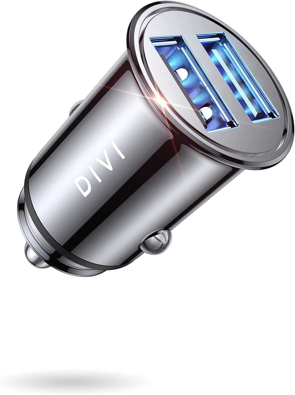 Car Charger, 4.8A/24W Metal USB Car Charger Adapter Dual Port Fast Charging Car Phone Charger Flush Fit Compatible for Iphone 13/12/11 Pro/Xr/7, Ipad Air 2/Mini, Samsung S10/S9, Huawei (Black)
