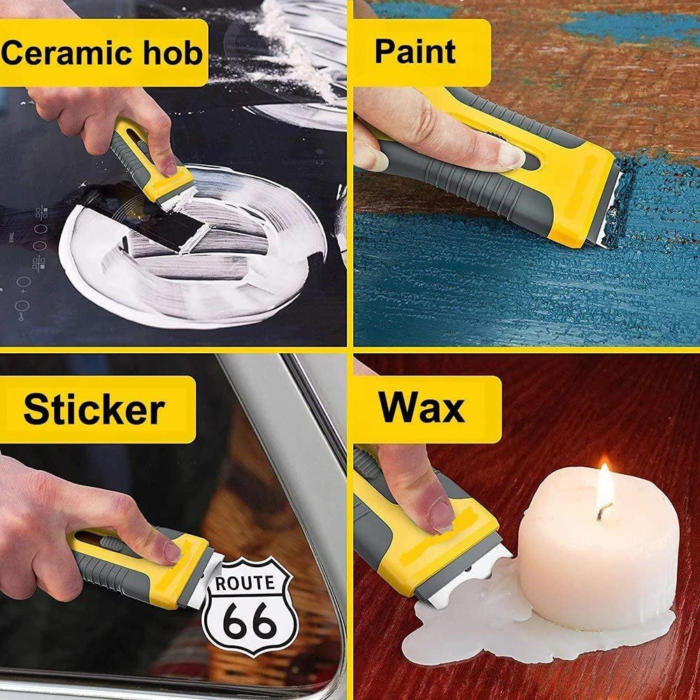 Glass Hob Oven Cleaning Tool Non Scratch with 15 Spare Replacement for Ceramic Hobs Glass Oven Cleaning, Oven Door, Windows,Glass Hobs, Paint Glass