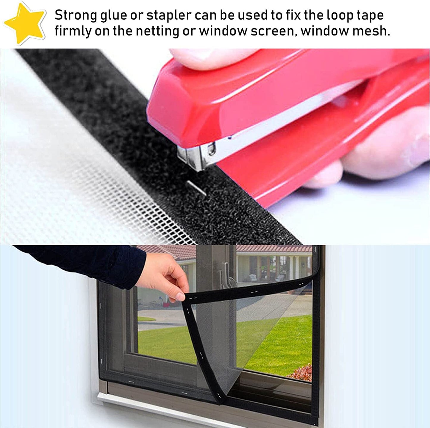 Hook and Loop Strip Tape,8M Double Sided Sticky Tape,Self Adhesive Sticky Back Fastening Tape 20Mm Wide (Black)