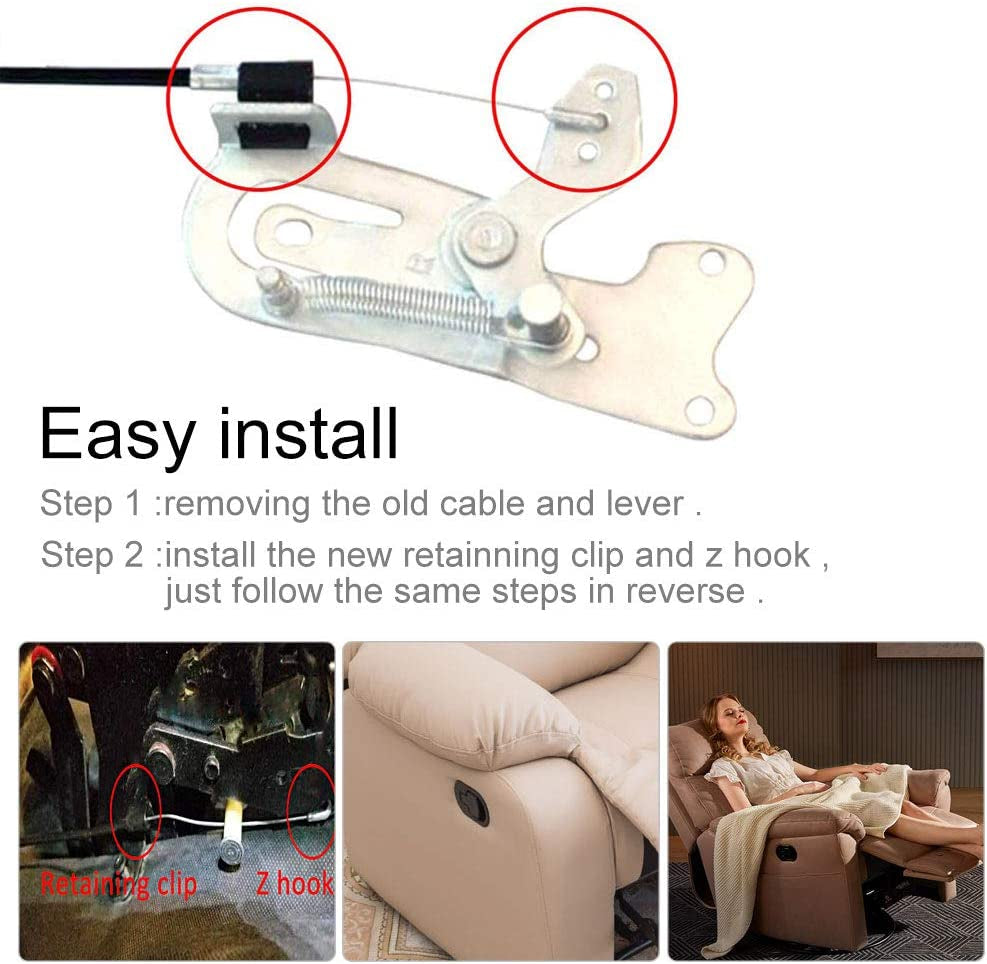 Universal Sofa Chair Recliner Release Pull Handle Replacement Parts with Cable Metal Couch Style Pull Chair Release Handle Fits Ashley and Major Recliner Brands Sofa(Black)