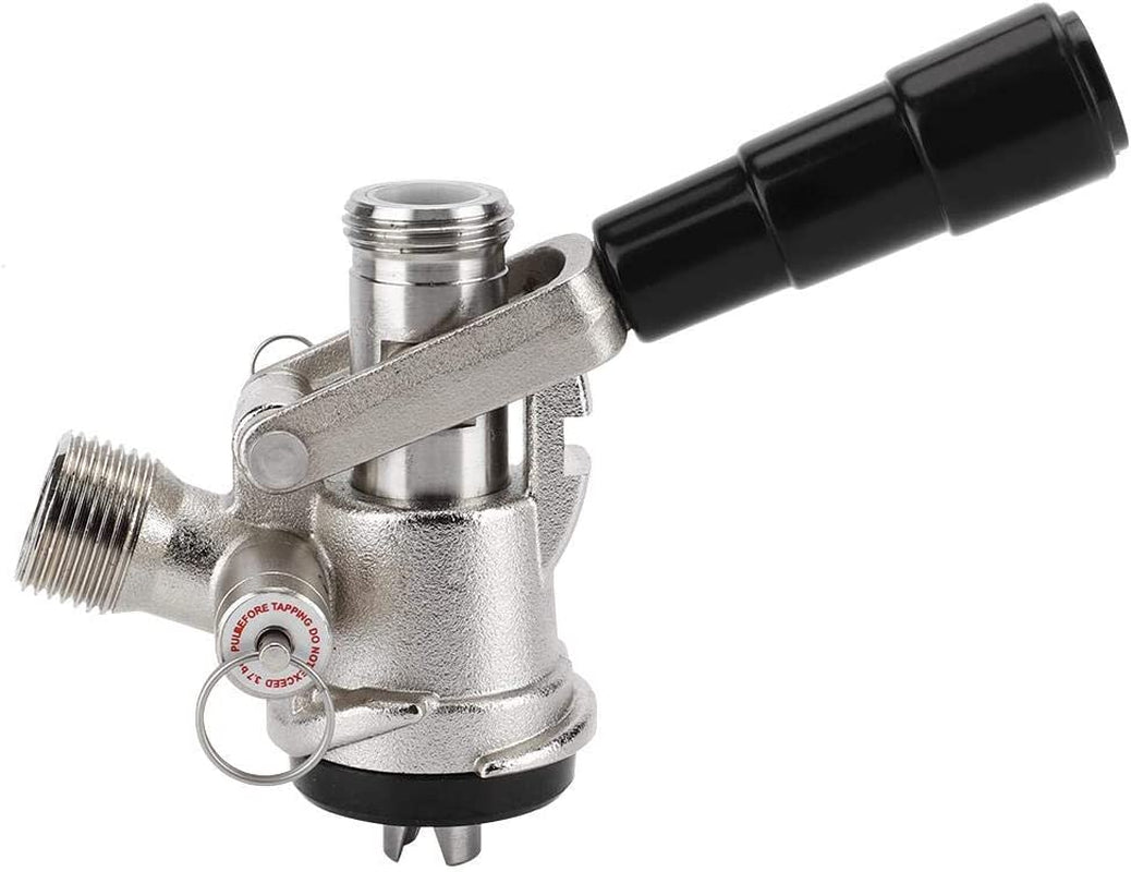 S Type Keg Coupler, Beer Keg Taps with Safety Pressure Relief Valve Beer Dispenser Keg Coupler S Type System with Black Handle for Home Brewing System