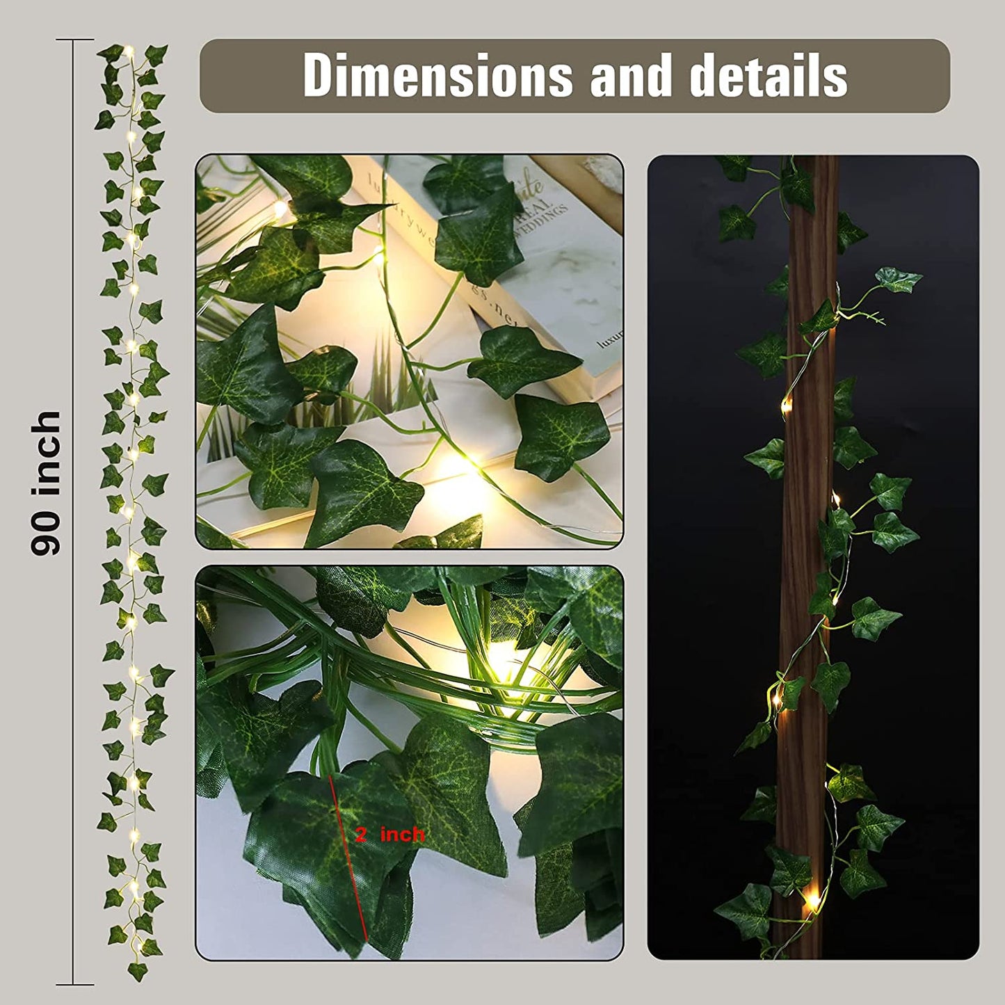 12Pack Vines with LED String Lights, Room Decor Fake Ivy, Wall Decor Artificial Ivy Garland, Garden Decor Fake Vines, Artificial Plants Leaves Aesthetic Garden Accessories(84Ft)
