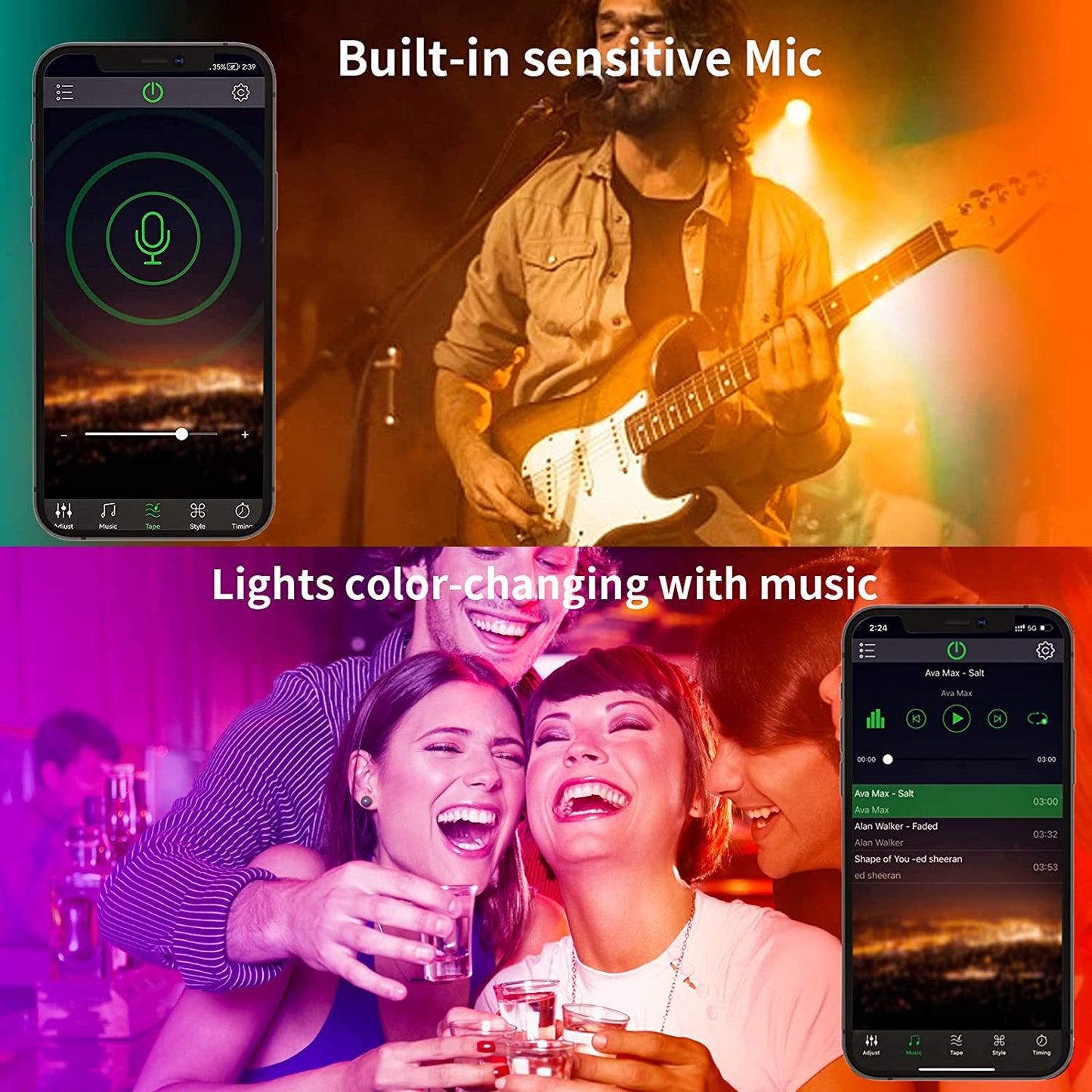 30M Led Strip Lights(2 Rolls of 15M) RGB Music Sync Color Changing, Led Lights with Smart App Control Remote, Led Lights for Bedroom Lighting Flexible Home Decoration